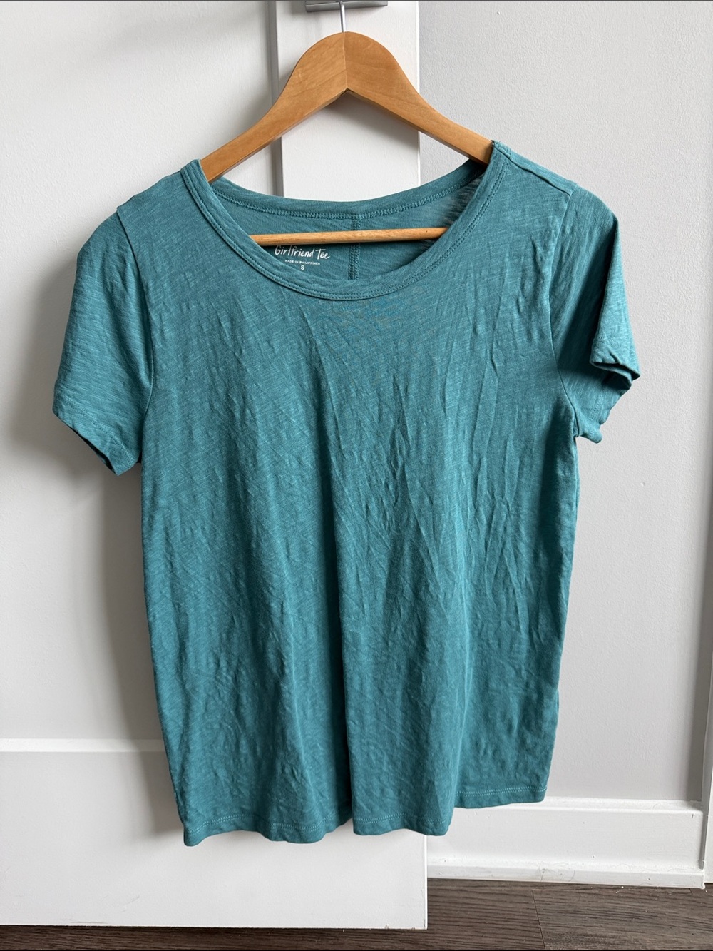 J Crew girlfriend collective Teal Short Sleeve Crew Tee